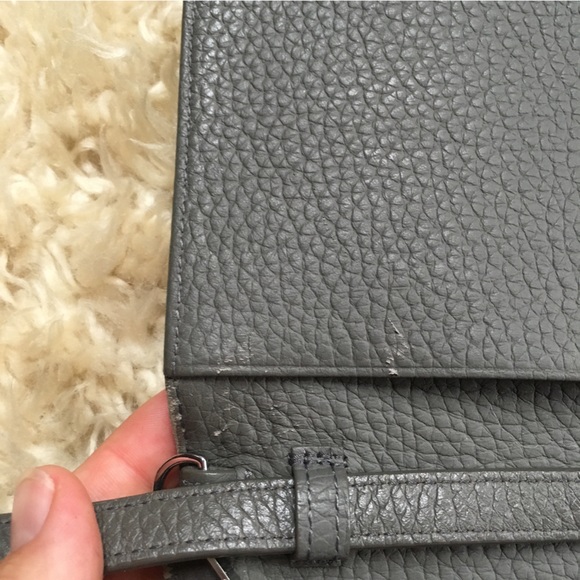 AllSaints Grey Pebble Leather Shoulder Purse - Picture 14 of 14